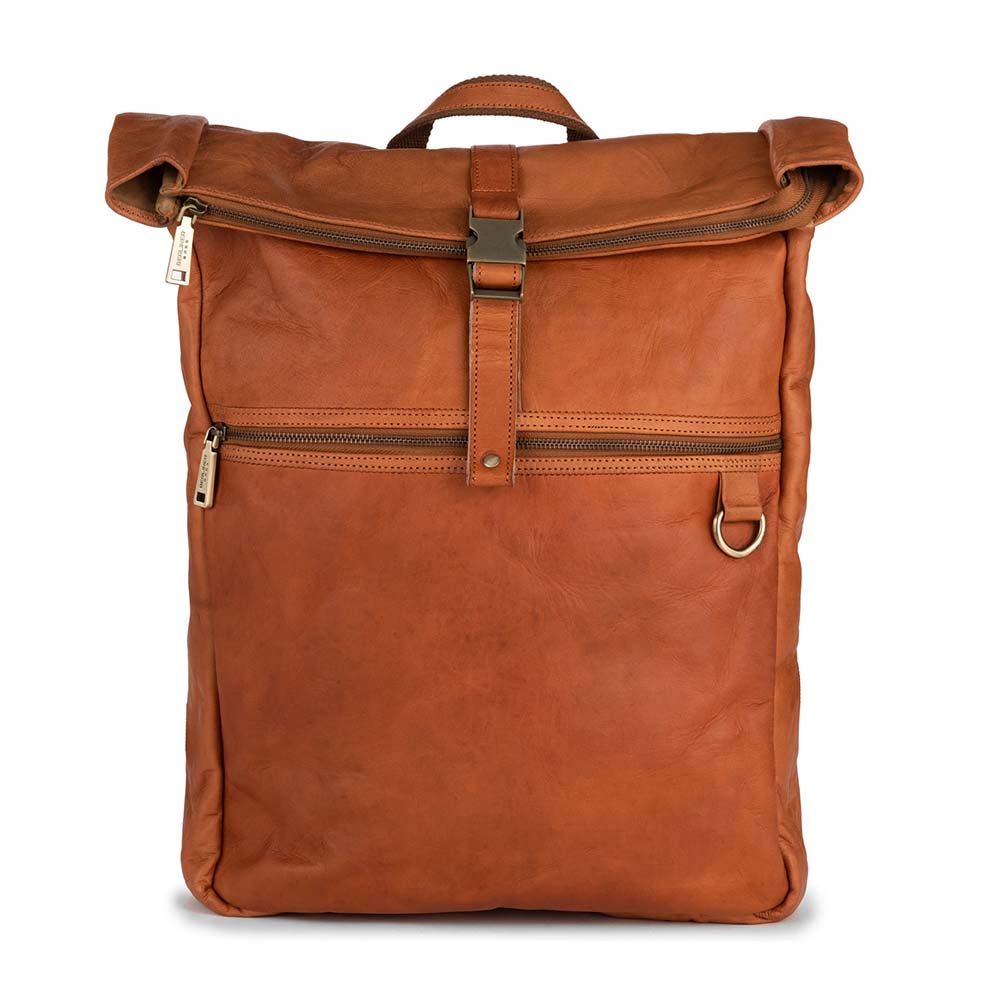IndiFash Vintage Style Leather Backpack with Snap Buckle Closure