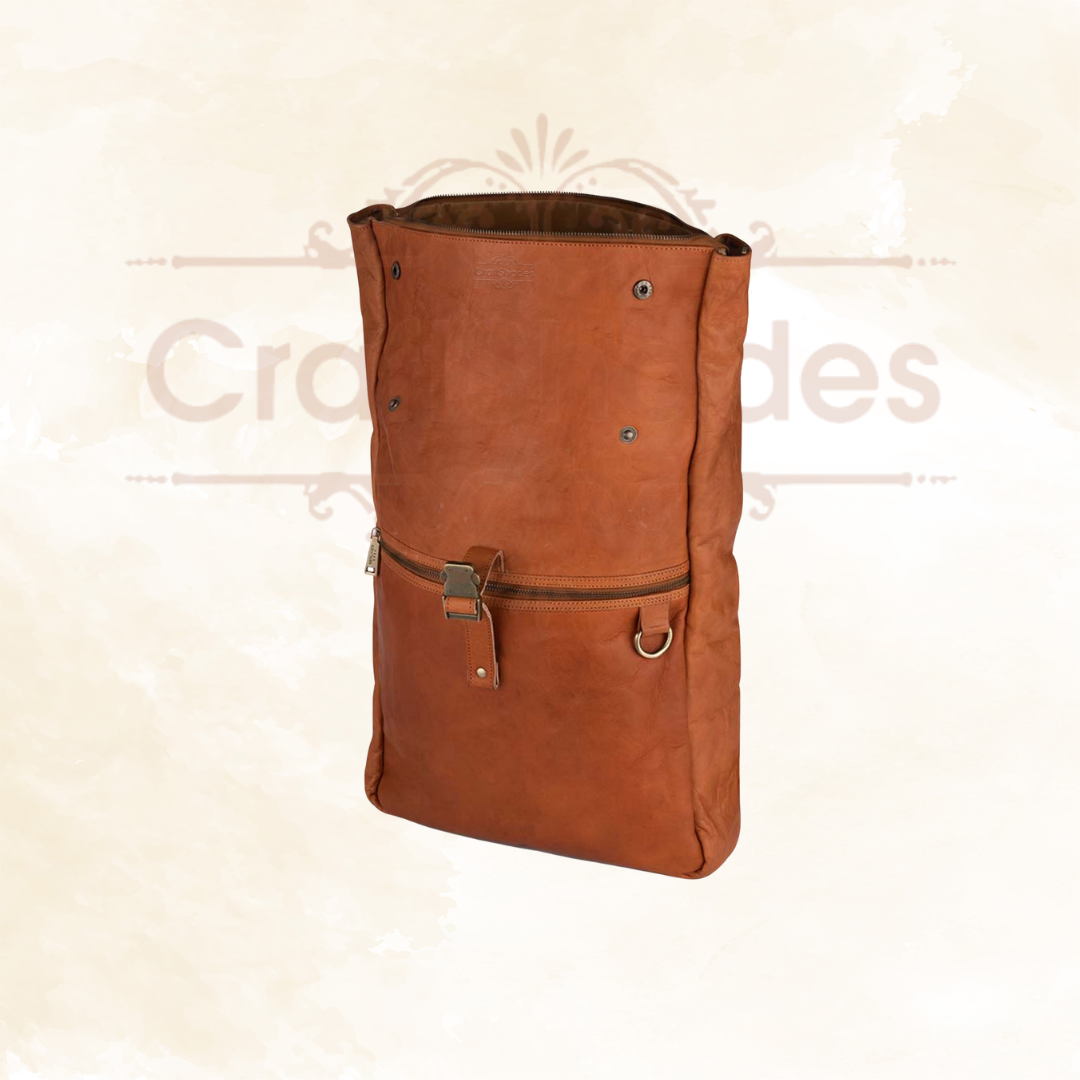 IndiFash Vintage Style Leather Backpack with Snap Buckle Closure thumbnail 6