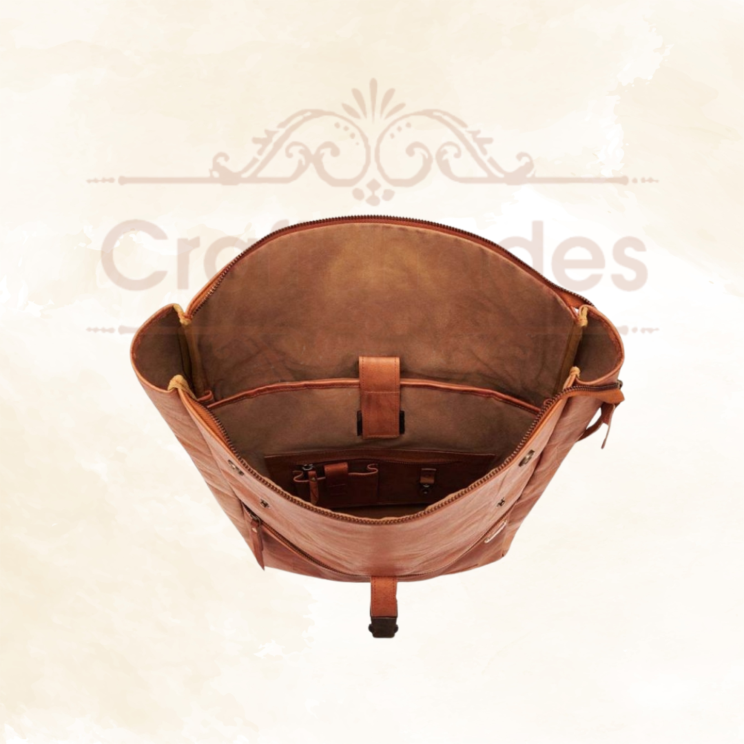 IndiFash Vintage Style Leather Backpack with Snap Buckle Closure thumbnail 7