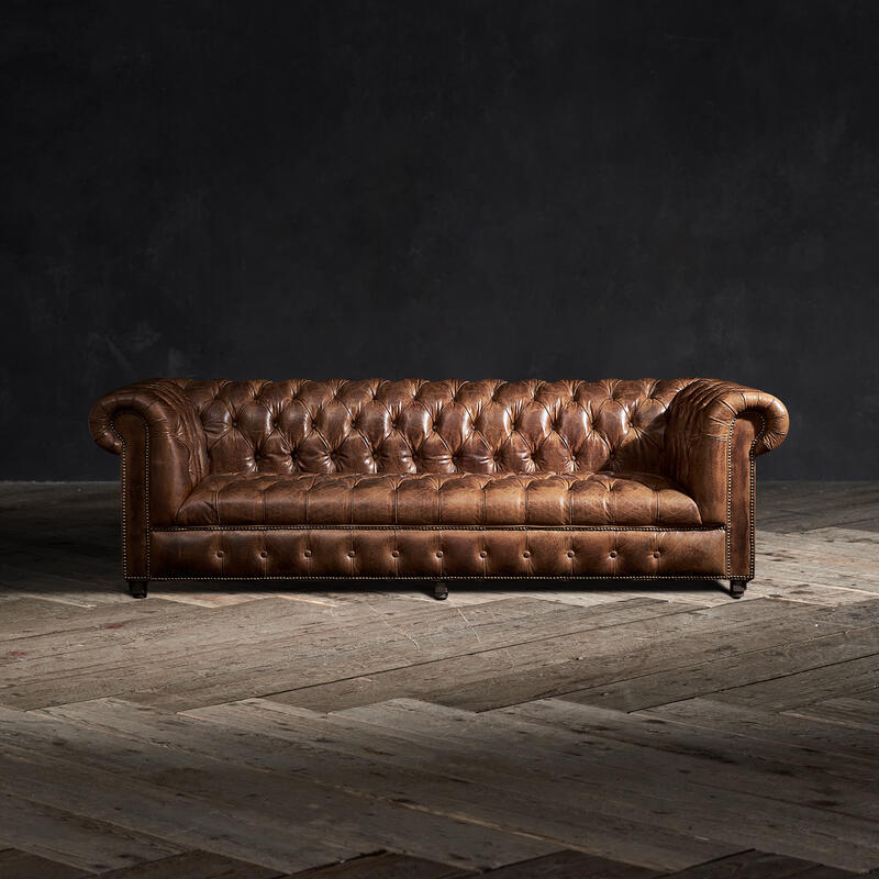 IndiFash Warm Brown Three Seater Chesterfield Sofa