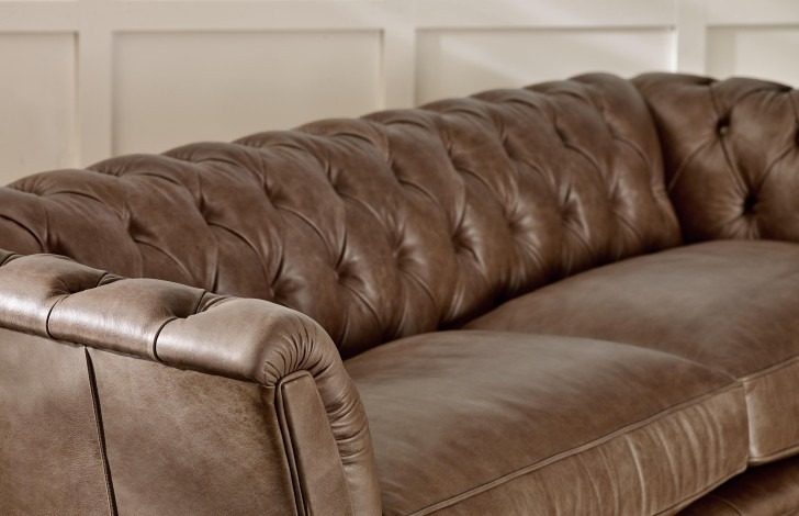 IndiFash Warm Brown Three Seater Chesterfield Sofa thumbnail 2