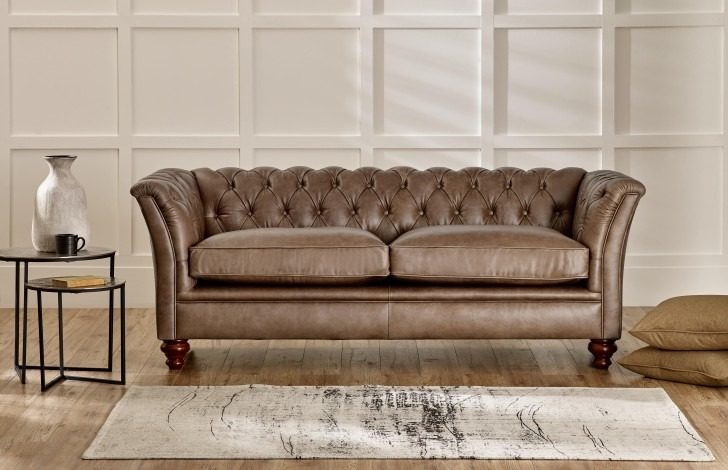 IndiFash Warm Brown Three Seater Chesterfield Sofa thumbnail 3