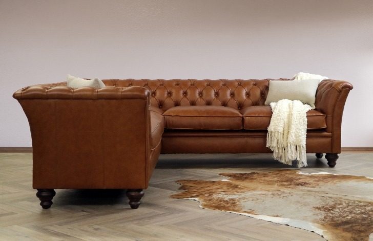 IndiFash Whiskey Brown L Shape Chesterfield sofa thumbnail 4
