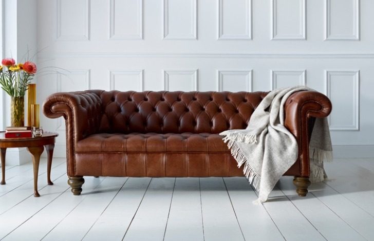 IndiFash Whiskey Brown Three Seater Chesterfield Sofa