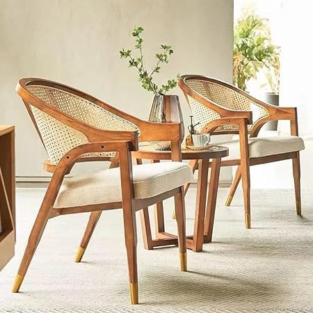IndiFash Wooden Chair Rattan Arm Chair thumbnail 5
