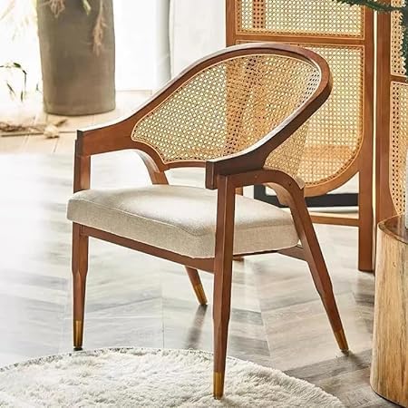 IndiFash Wooden Chair Rattan Arm Chair thumbnail 6