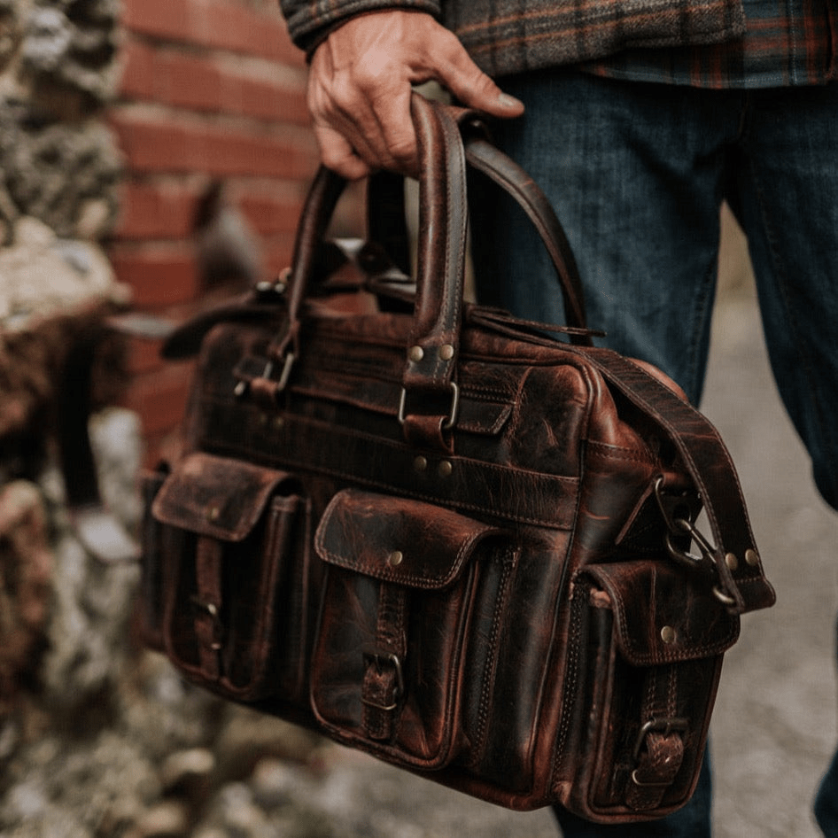 IndiFash ROOSEVELT BUFFALO LEATHER PILOT BAG - LARGE