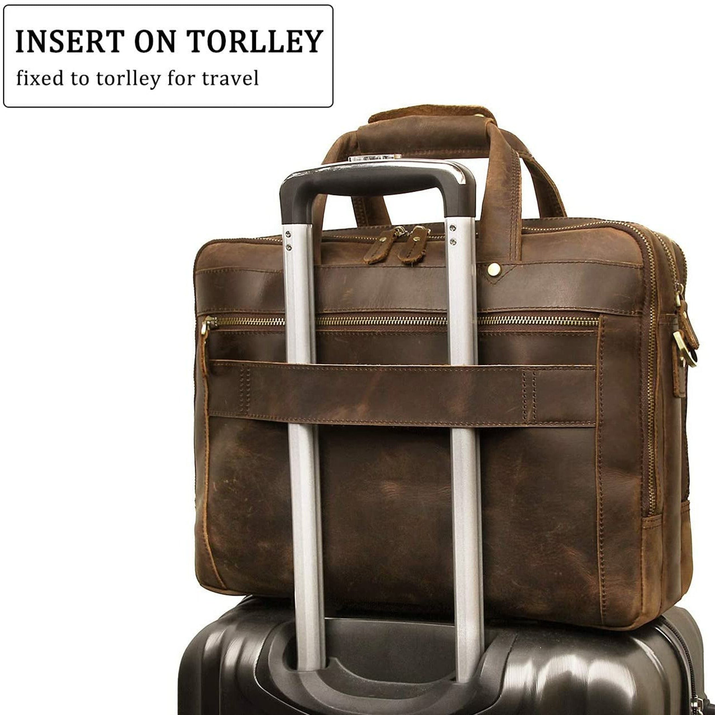 Crazy Horse Leather Briefcase thumbnail 3