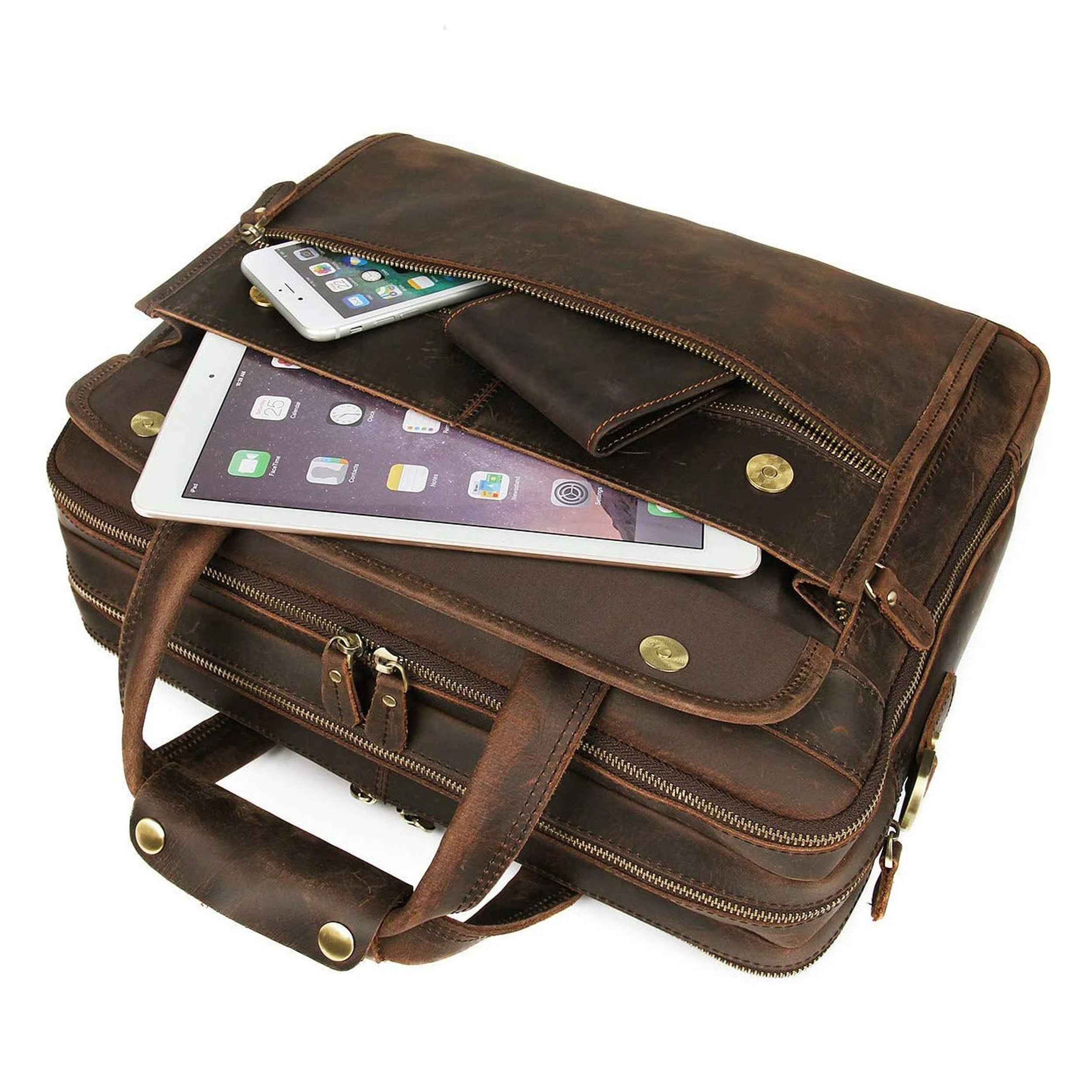 Crazy Horse Leather Briefcase thumbnail 4