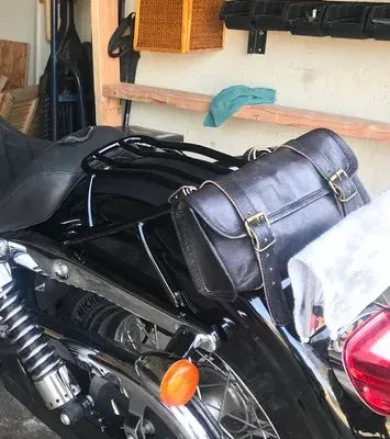 IndiFash Leather Motorcycle Black Side Round bags thumbnail 2