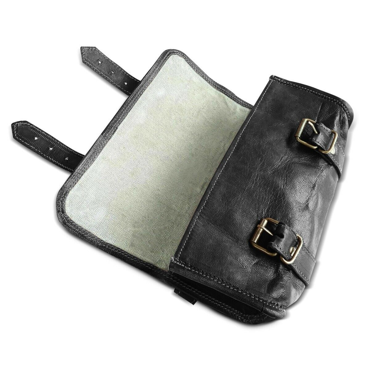 IndiFash Leather Motorcycle Black Side Round bags thumbnail 7