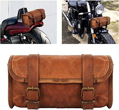 IndiFash Leather Motorcycle Black Side Round bags  (Brown)