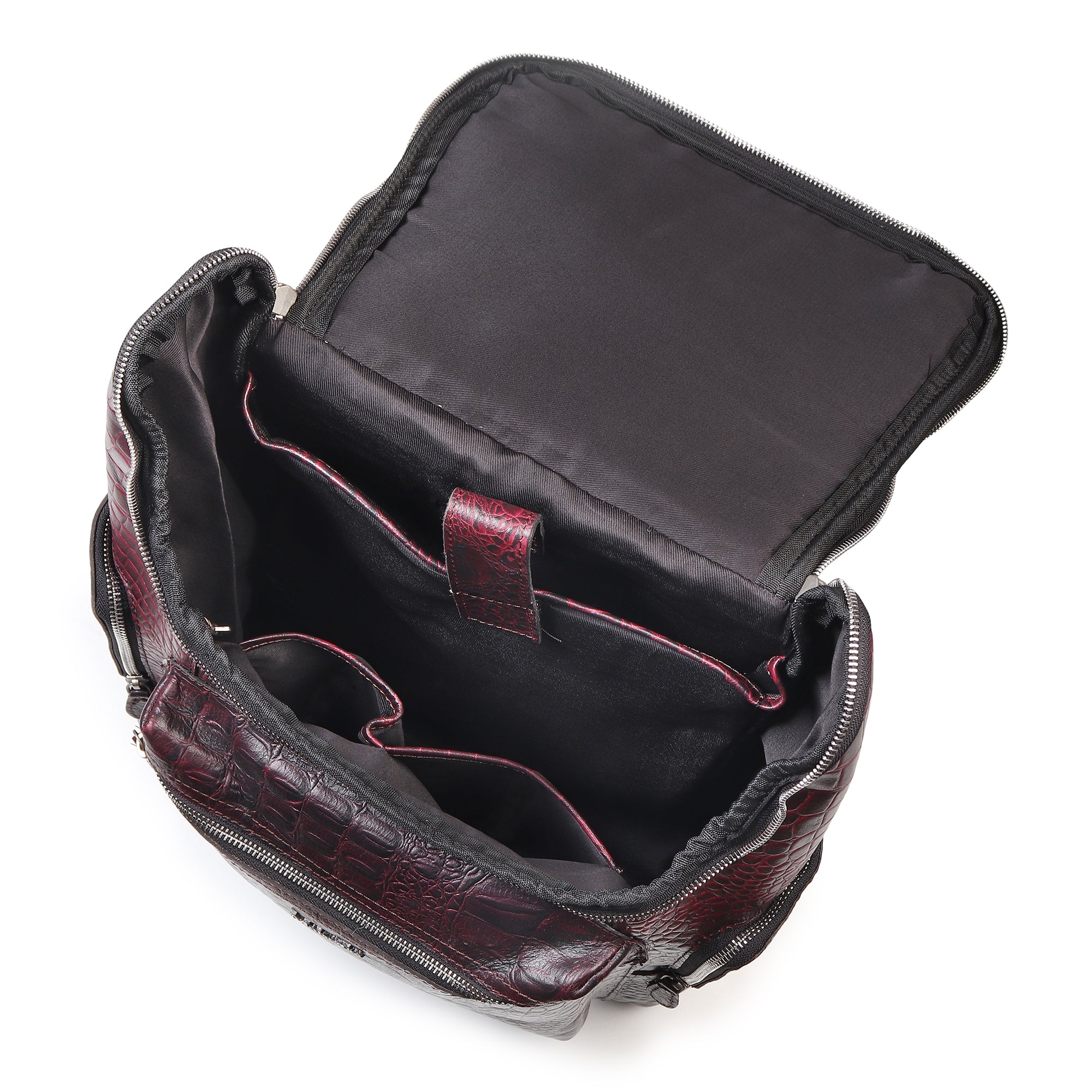 Regal Crocodile Texture Laptop Backpack, Pinkish Red thumbnail 5