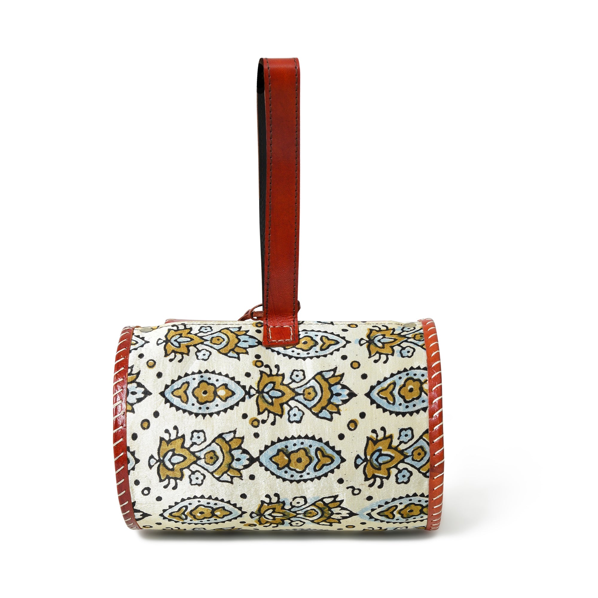 Cylindrical Block Printed Leather Bag thumbnail 7
