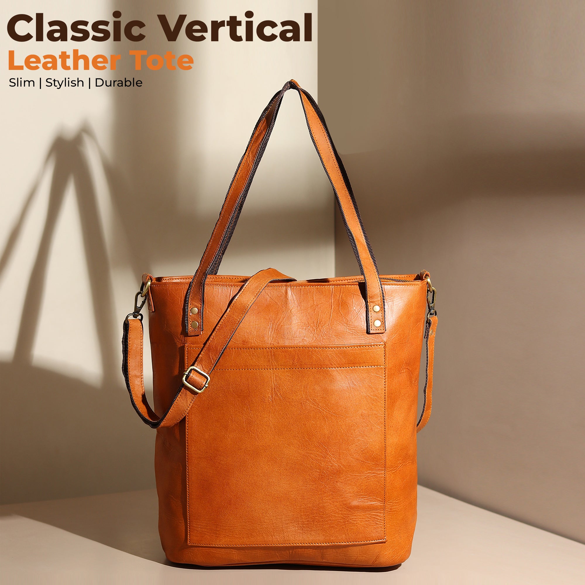 Classic Vertical Leather Tote