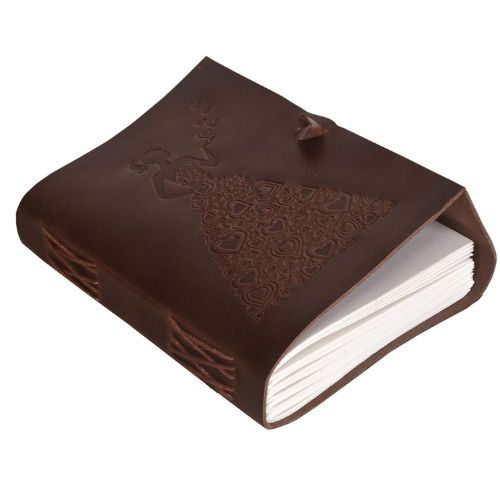 IndiFash - Leather Diary - Princess with Heart Embossed Diary Vintage Artist Sketchbook, Scrapbook, Drawing & Writing Diary with Leather Bound Plain Paper 5 X 7 inch (Dark Princess) thumbnail 2