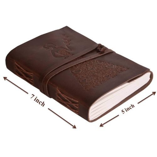 IndiFash - Leather Diary - Princess with Heart Embossed Diary Vintage Artist Sketchbook, Scrapbook, Drawing & Writing Diary with Leather Bound Plain Paper 5 X 7 inch (Dark Princess) thumbnail 4