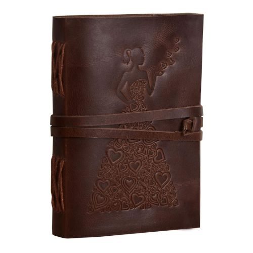 IndiFash - Leather Diary - Princess with Heart Embossed Diary Vintage Artist Sketchbook, Scrapbook, Drawing & Writing Diary with Leather Bound Plain Paper 5 X 7 inch (Dark Princess) thumbnail 7