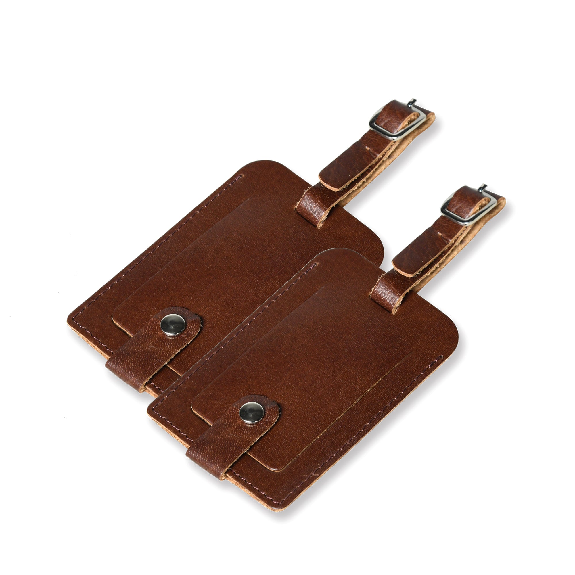 Dark Brown Leather Luggage Tags Set thumbnail 2
