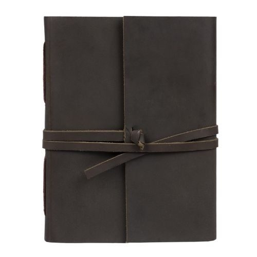 IndiFash - Handmade Vintage Leather Diary with Plain Paper for Men and Women, Raksha Bandhan Gift as Art Sketchbook, Travel Diary and Notebooks to Write, Best Rakhi Gift - 6 x 8 Inches - (Dark Brown)