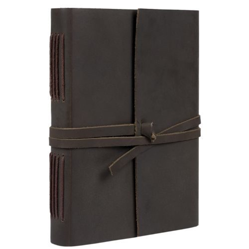 IndiFash - Handmade Vintage Leather Diary with Plain Paper for Men and Women, Raksha Bandhan Gift as Art Sketchbook, Travel Diary and Notebooks to Write, Best Rakhi Gift - 6 x 8 Inches - (Dark Brown) thumbnail 5