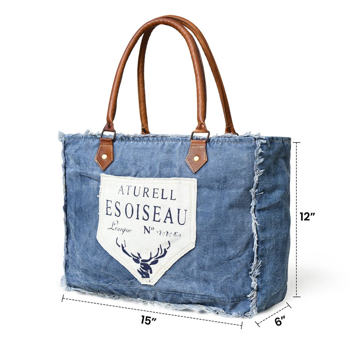 Denim Boho Chic Canvas Shoulder Bag thumbnail 7