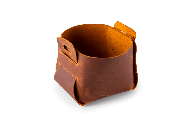 Distressed Leather Mini Storage Basket thumbnail 2
