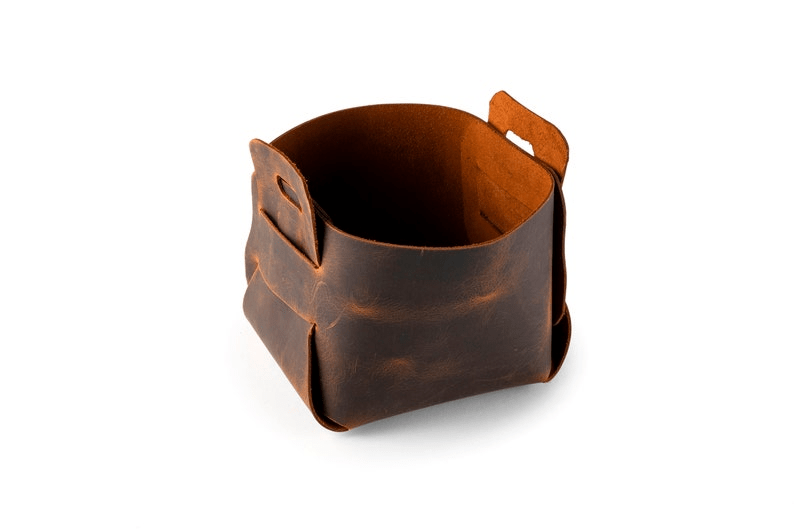 Distressed Leather Mini Storage Basket thumbnail 4