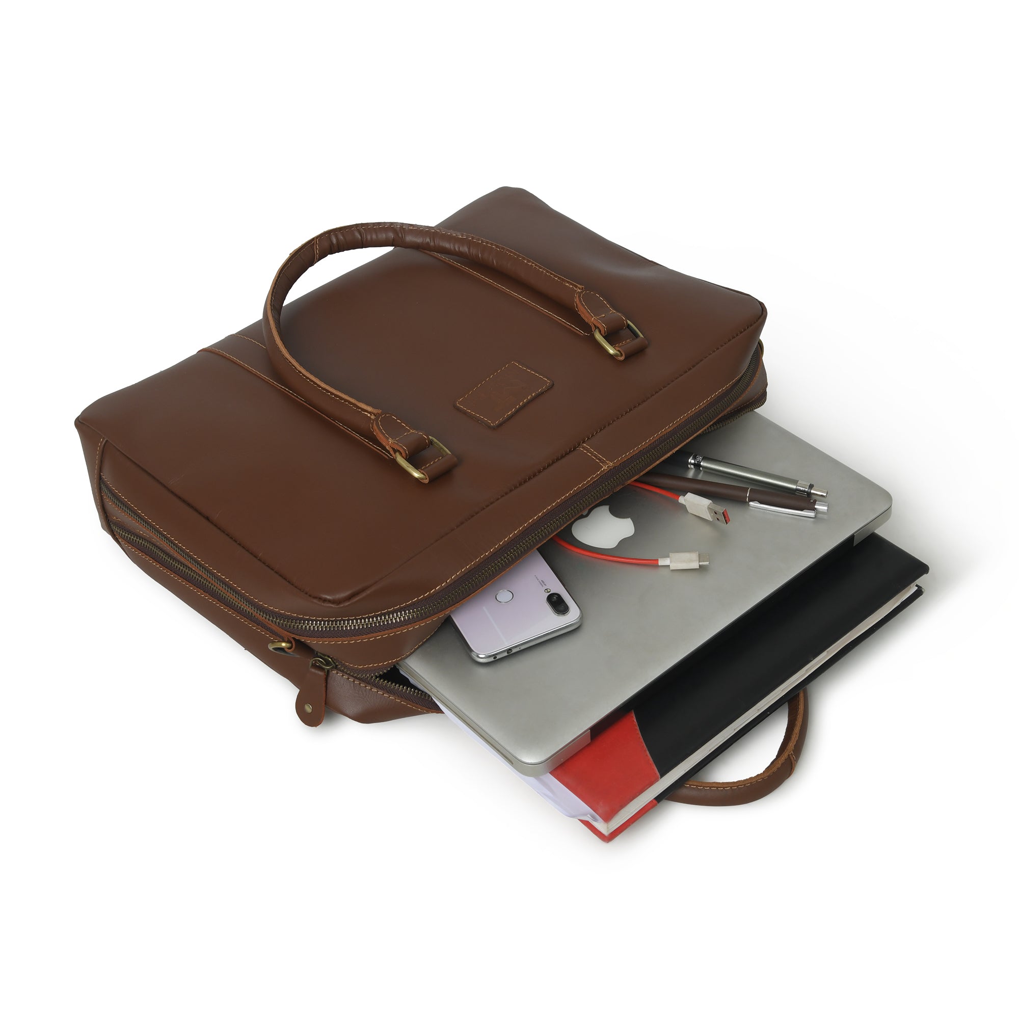 Dixon Brown Buffalo Leather Laptop Office Briefcase thumbnail 10