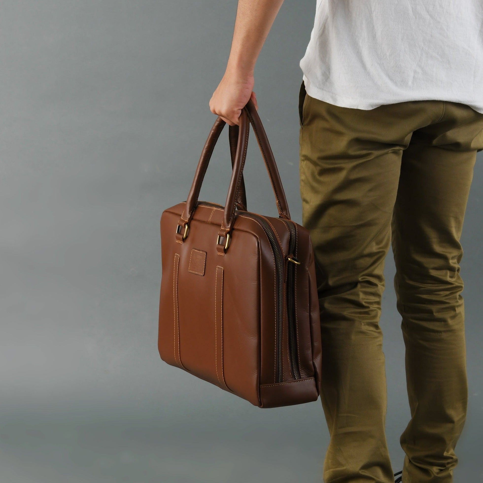 Dixon Brown Buffalo Leather Laptop Office Briefcase thumbnail 4