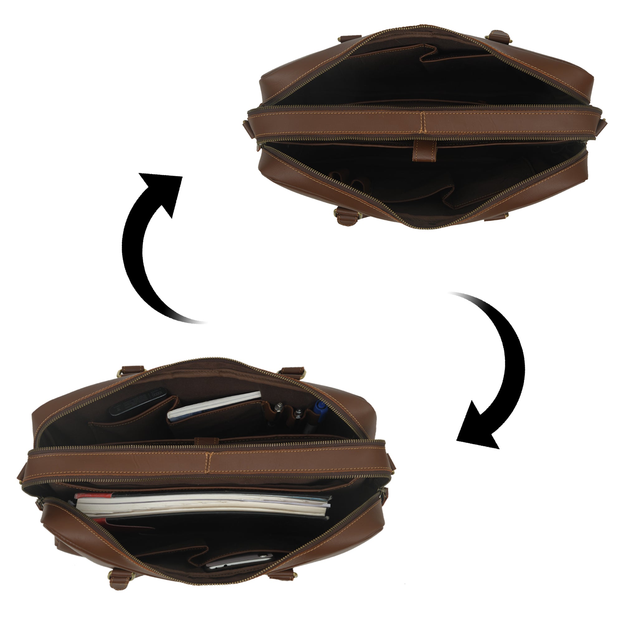 Dixon Brown Buffalo Leather Laptop Office Briefcase thumbnail 7