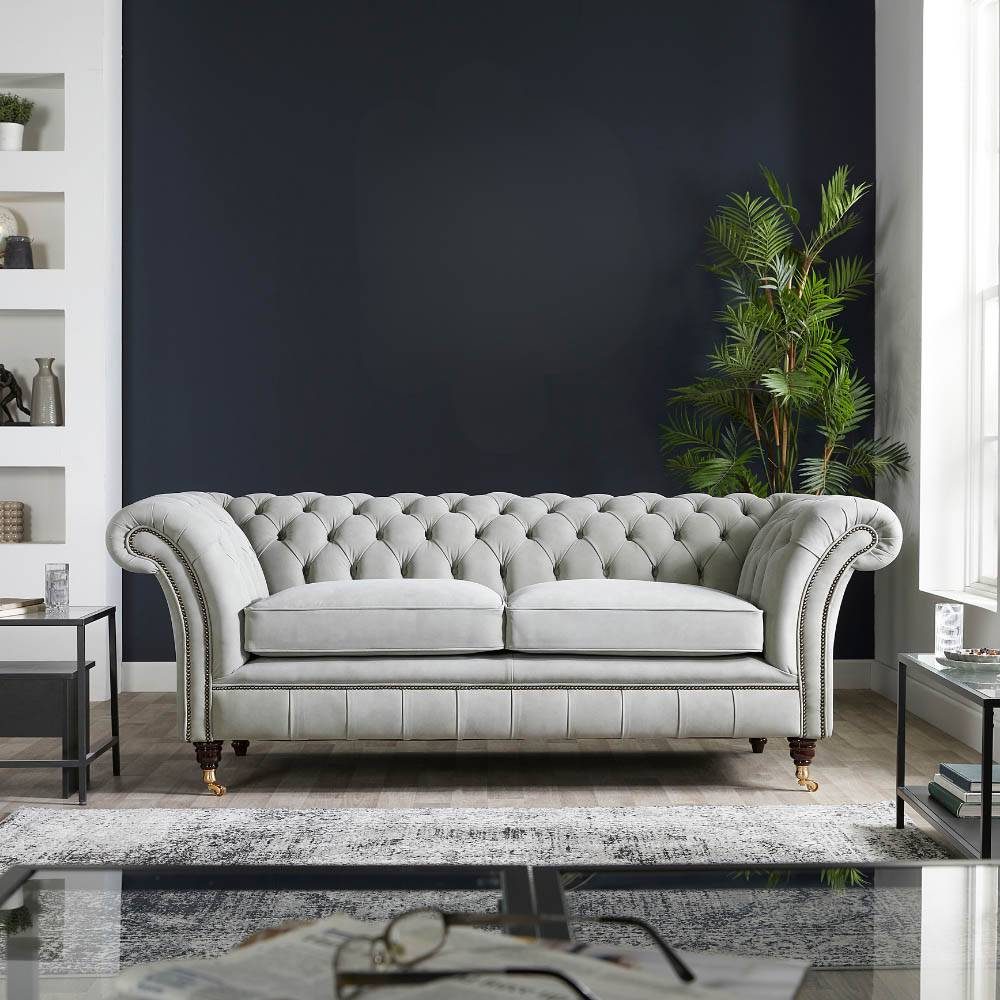 Drummond Tufted Leather Chesterfield Sofa