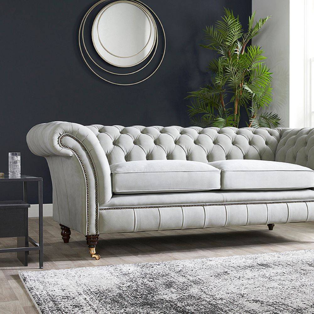Drummond Tufted Leather Chesterfield Sofa thumbnail 3