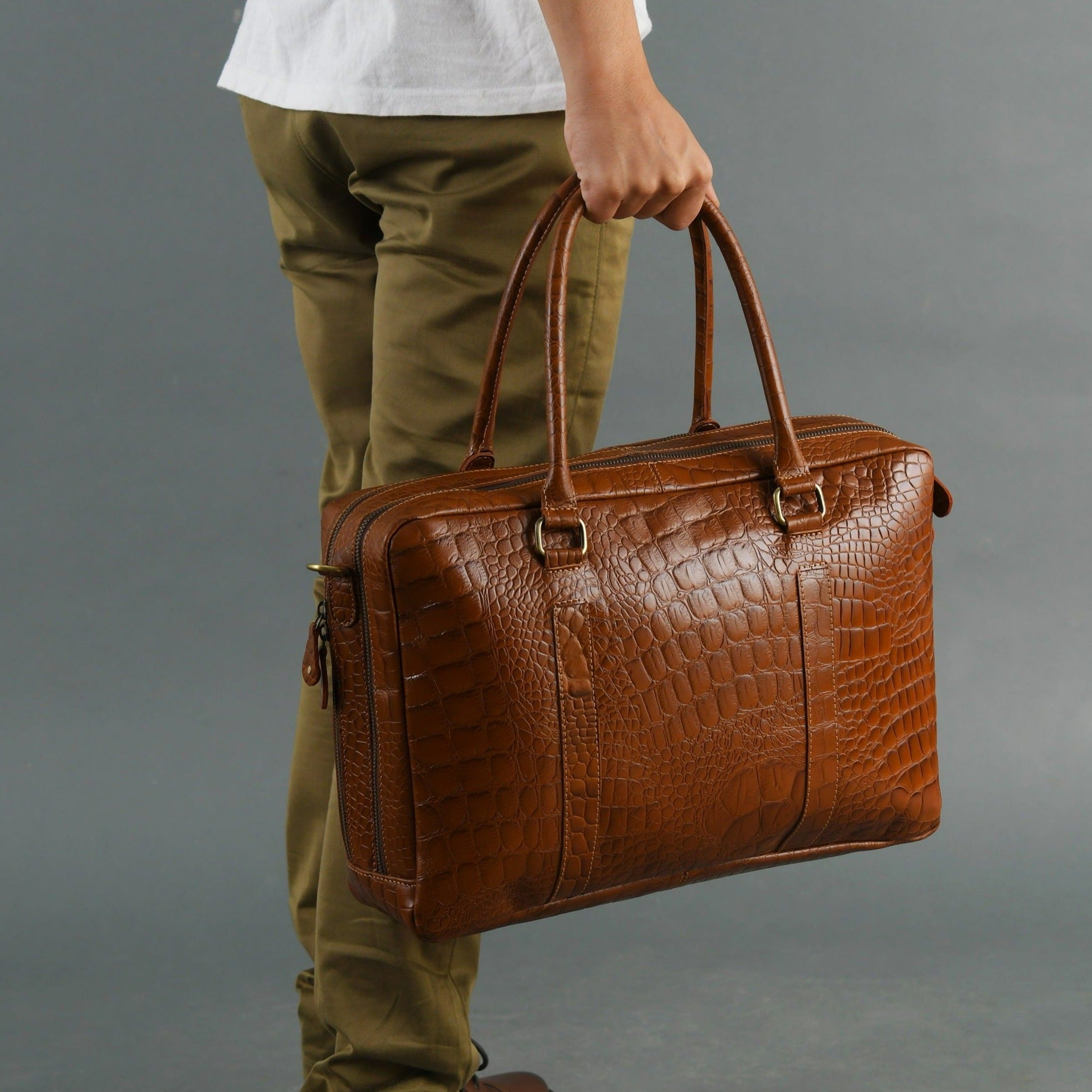 Easton Premium Buffalo Leather Laptop Office Briefcase thumbnail 2