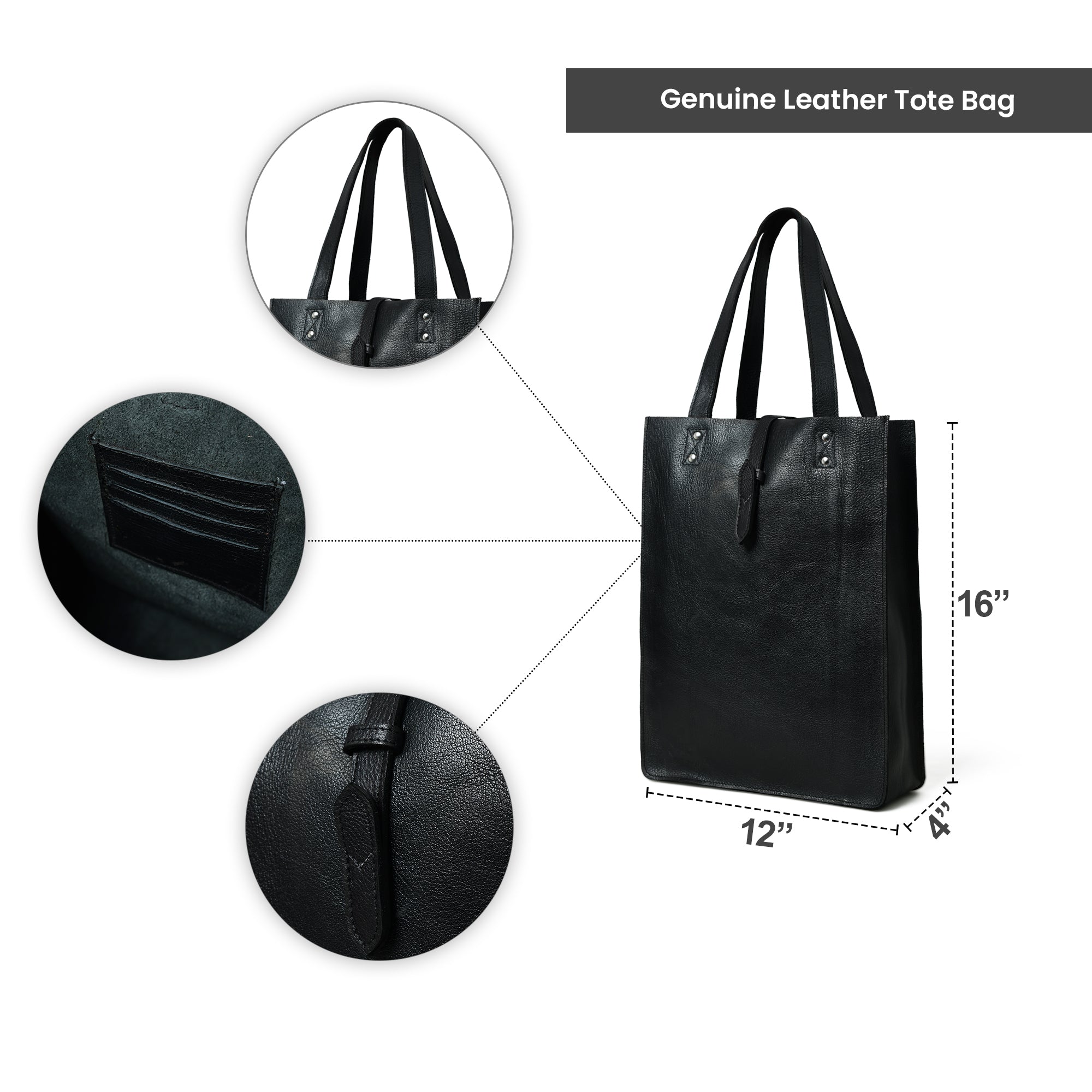 Ebony Elegance Leather Tote thumbnail 10