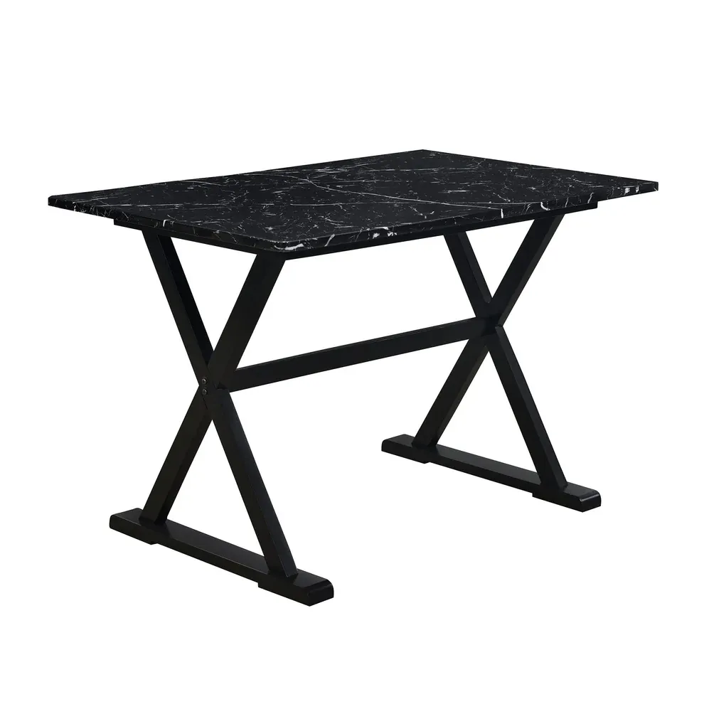 Elegant 5-Piece Solid Wood Dining Set with Faux Marble Top thumbnail 5