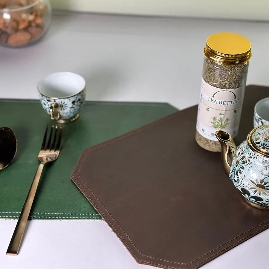 Elegant Leather Dining Table Mats - Heat & Spill Resistant