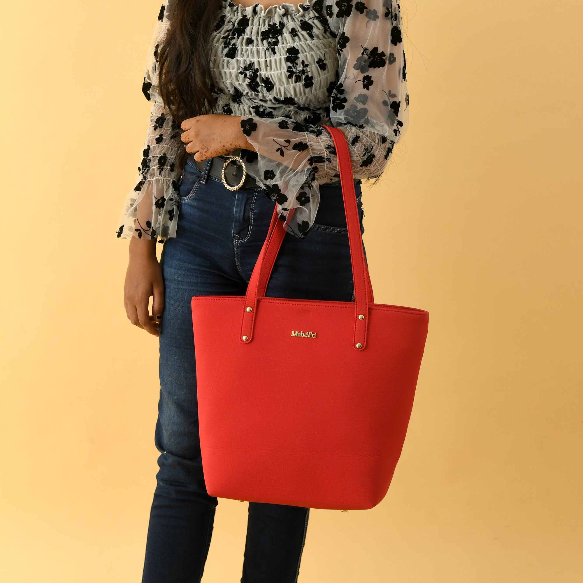 Era Vegan Leather Tote - Coral Red thumbnail 2