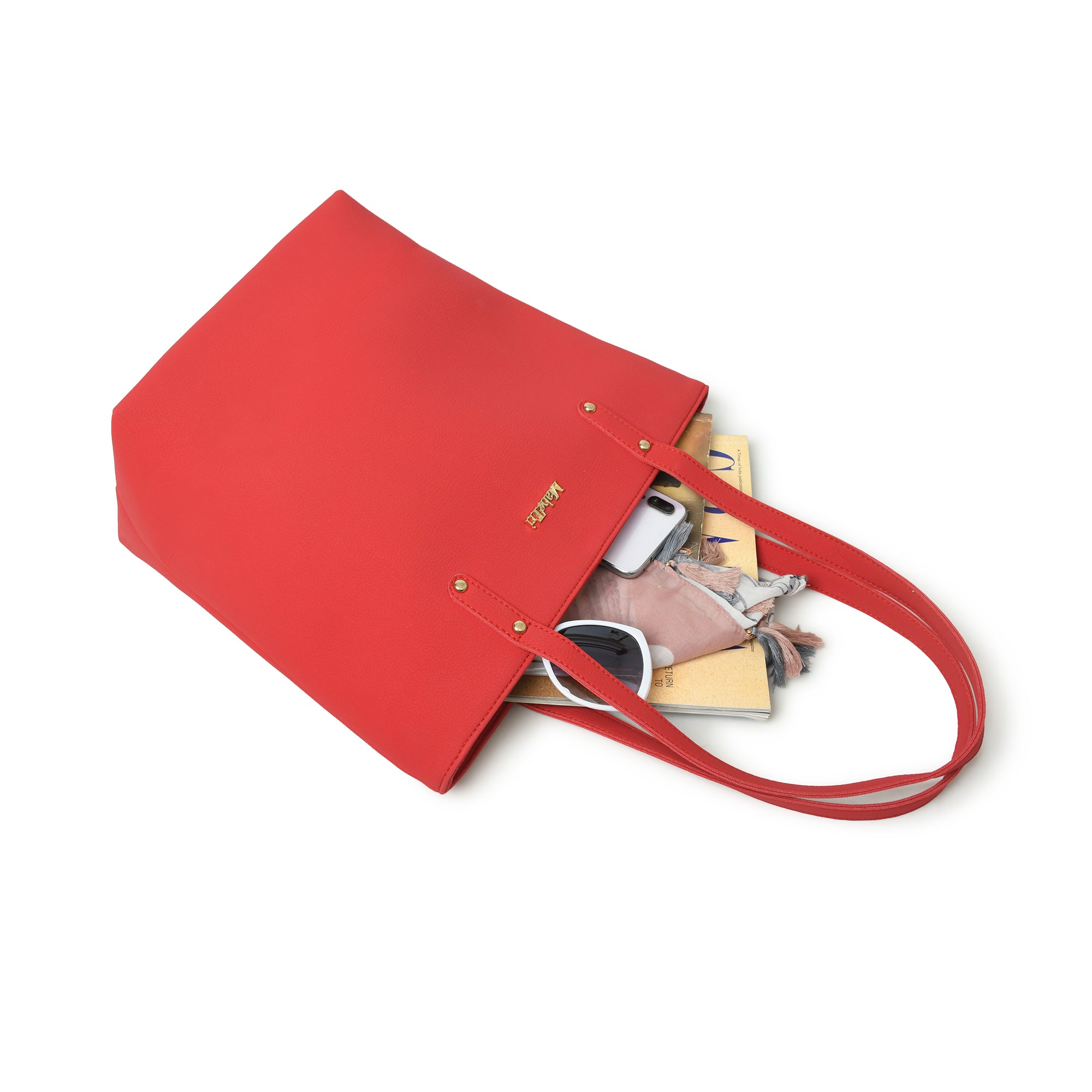 Era Vegan Leather Tote - Coral Red thumbnail 6