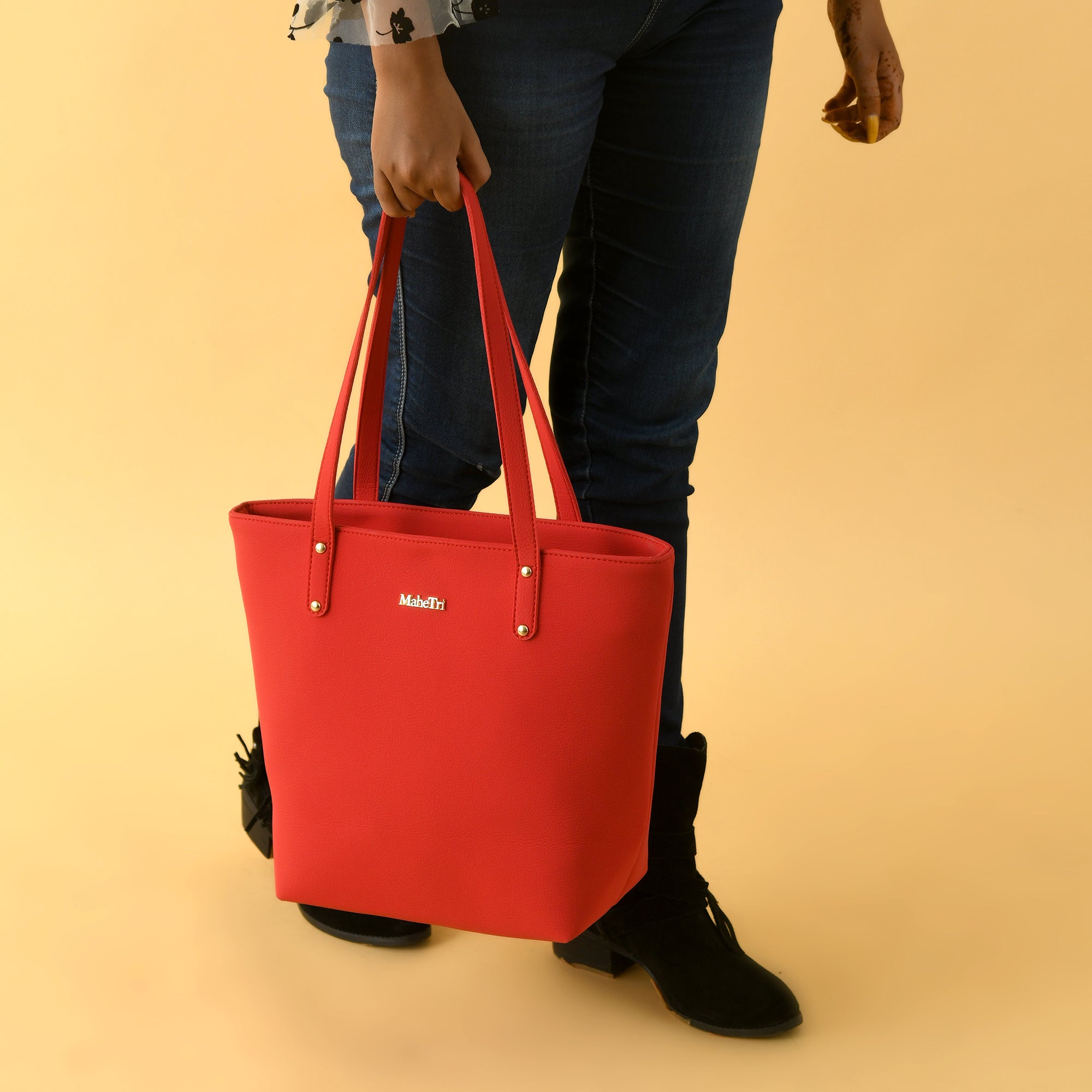 Era Vegan Leather Tote - Coral Red thumbnail 7