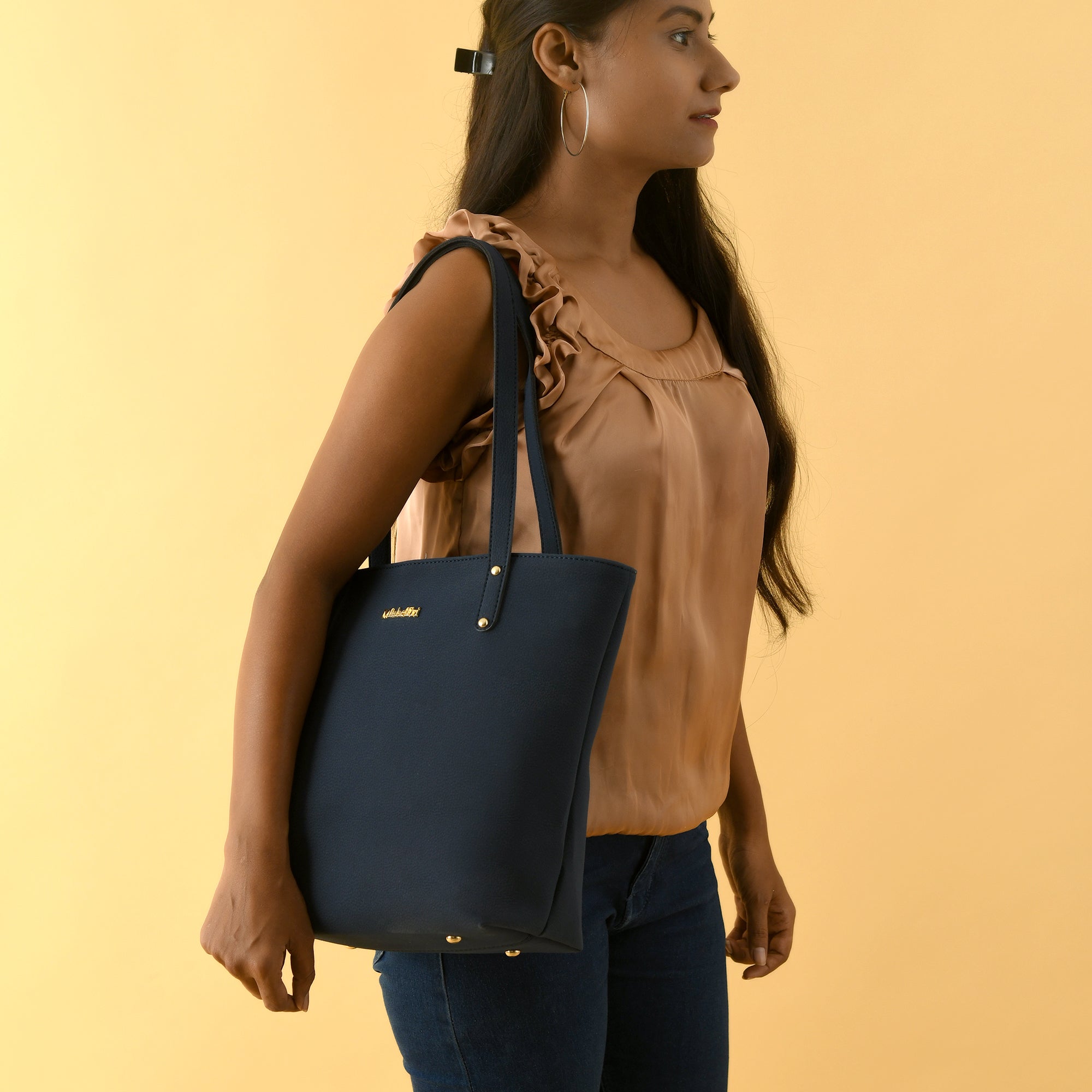 Era Vegan Leather Tote - Navy Blue thumbnail 2