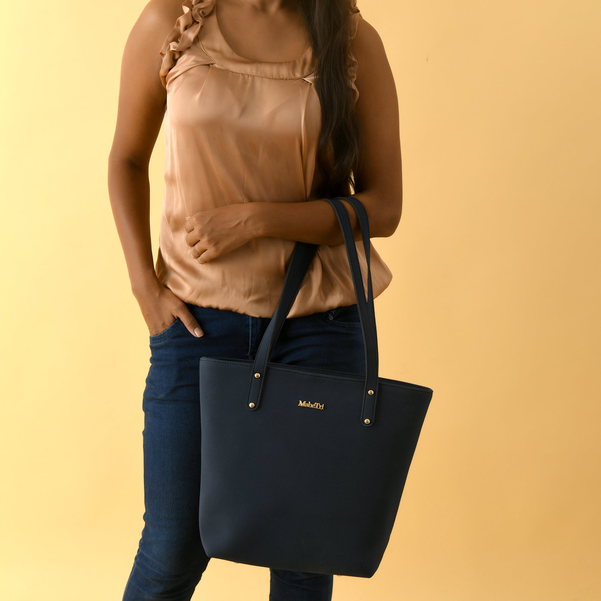 Era Vegan Leather Tote - Navy Blue thumbnail 7
