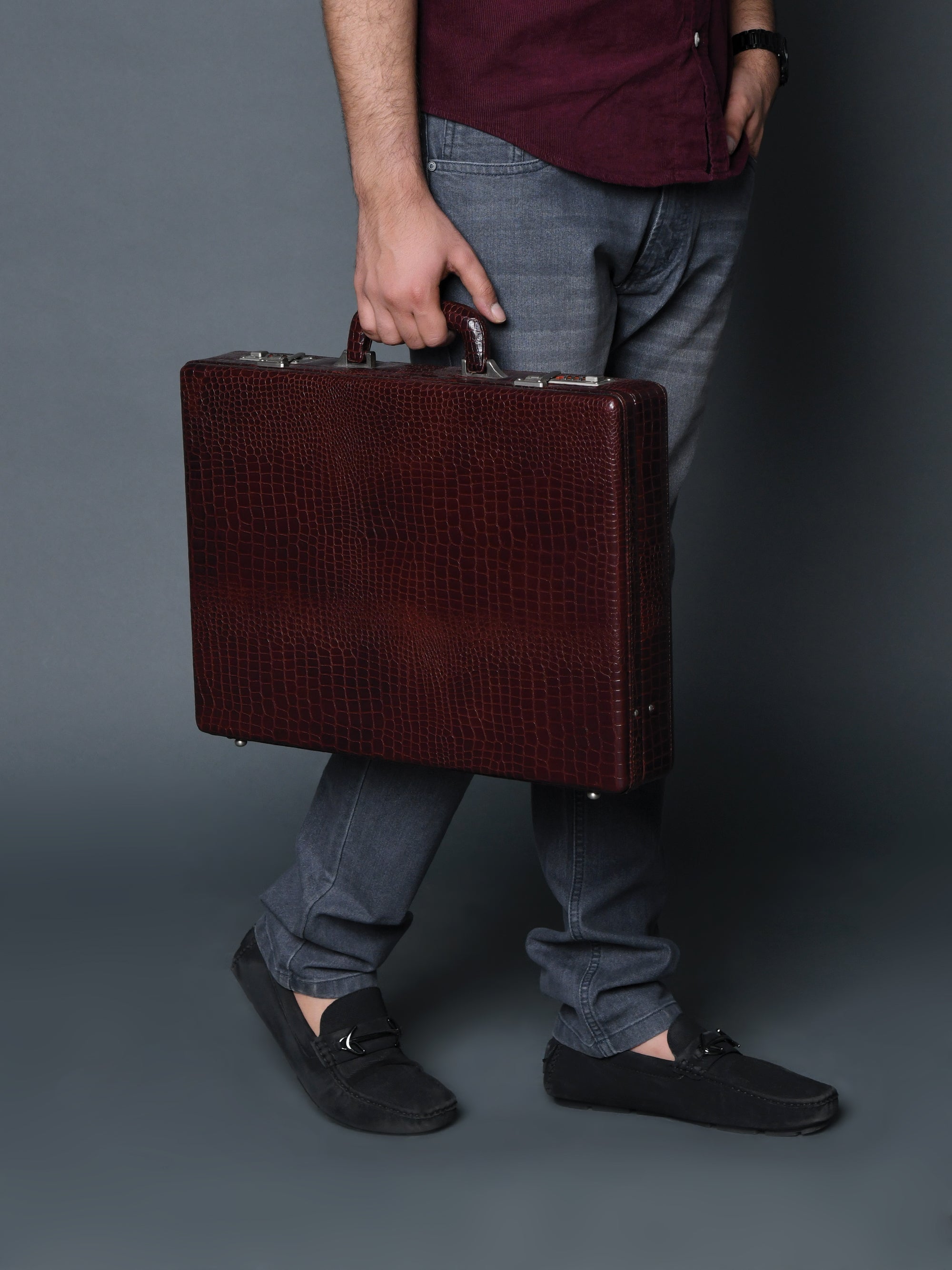 Executive Croco Leather Briefcase/Suitcase thumbnail 2