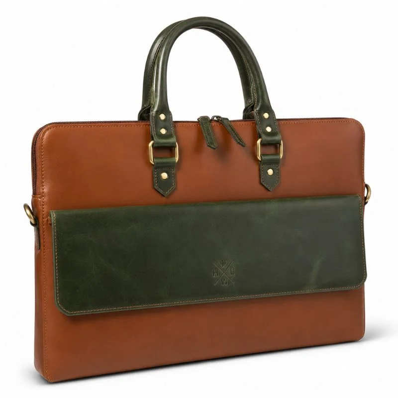 Executive Two-Tone Leather Laptop Bag