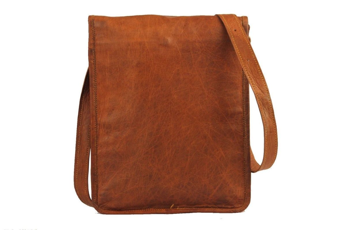IndiFash - 9*11 inches Full Flap Handcrafted Goat Leather Sling Bag | 100% Genuine Leather