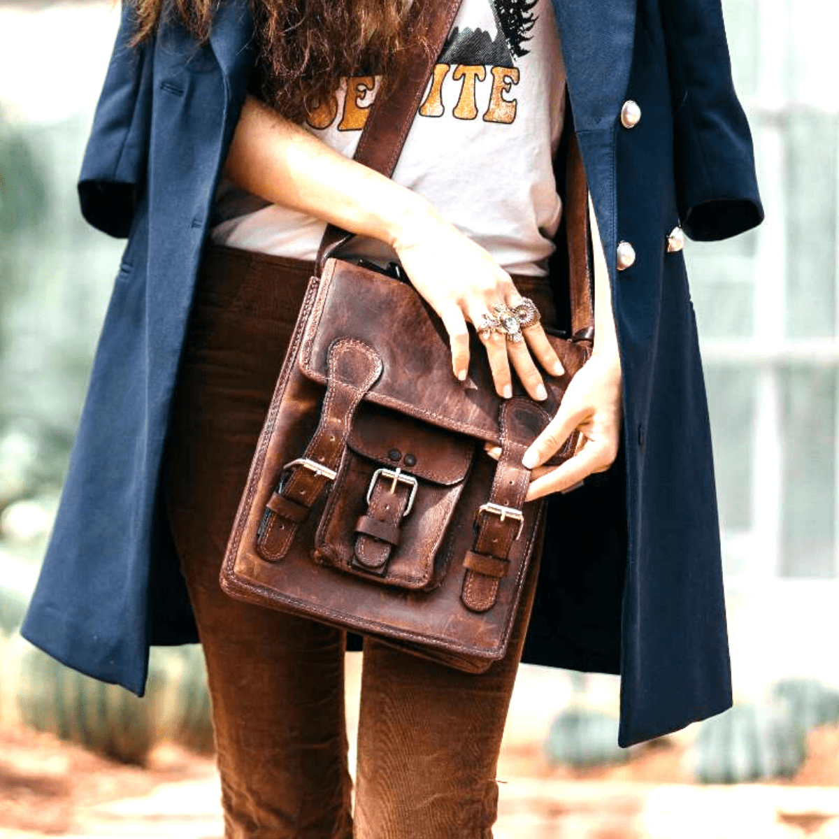 IndiFash - With Pocket Handcrafted Leather Sling Bag | 100% Genuine Leather