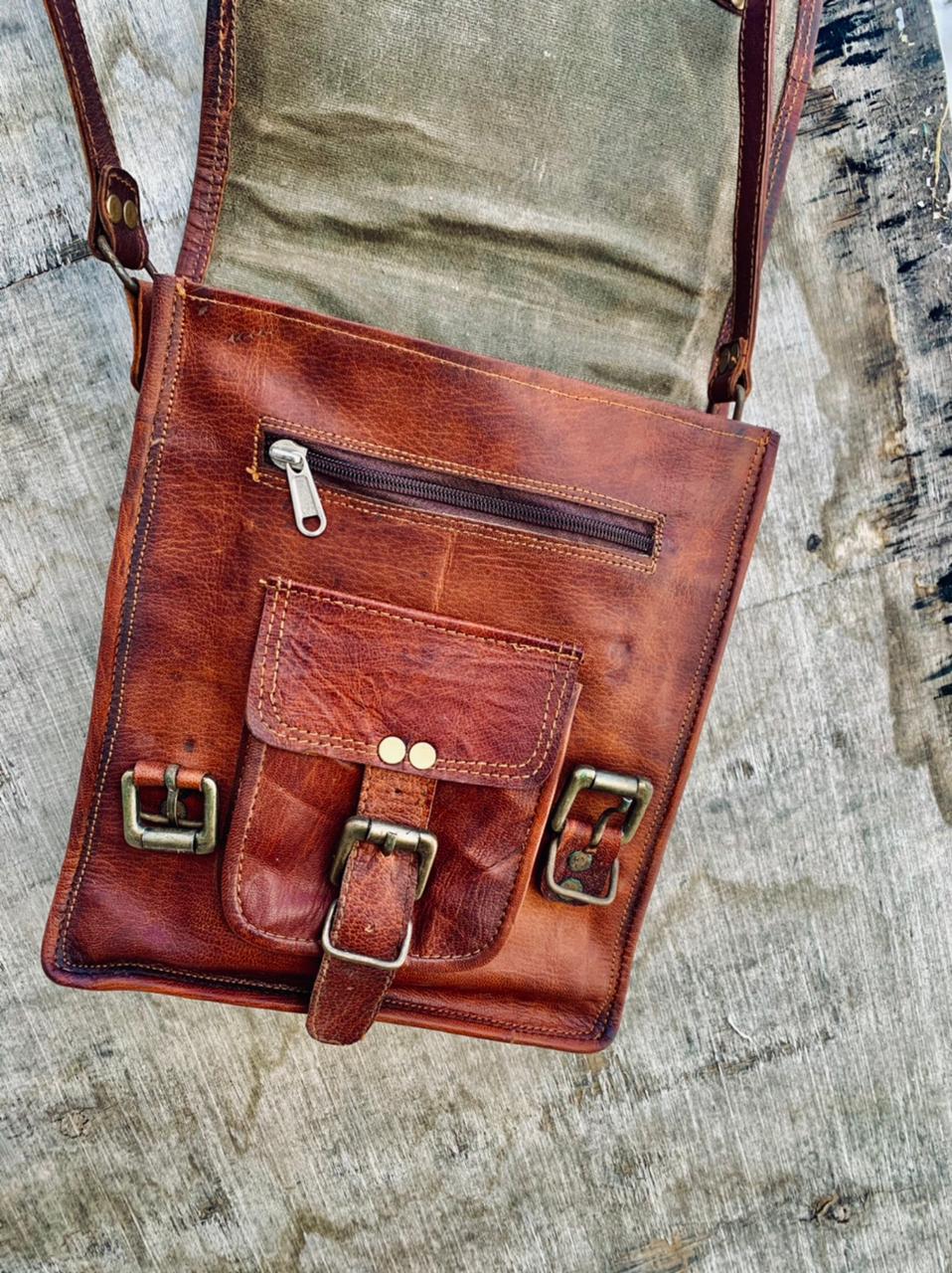 IndiFash - With Pocket Handcrafted Leather Sling Bag | 100% Genuine Leather thumbnail 2