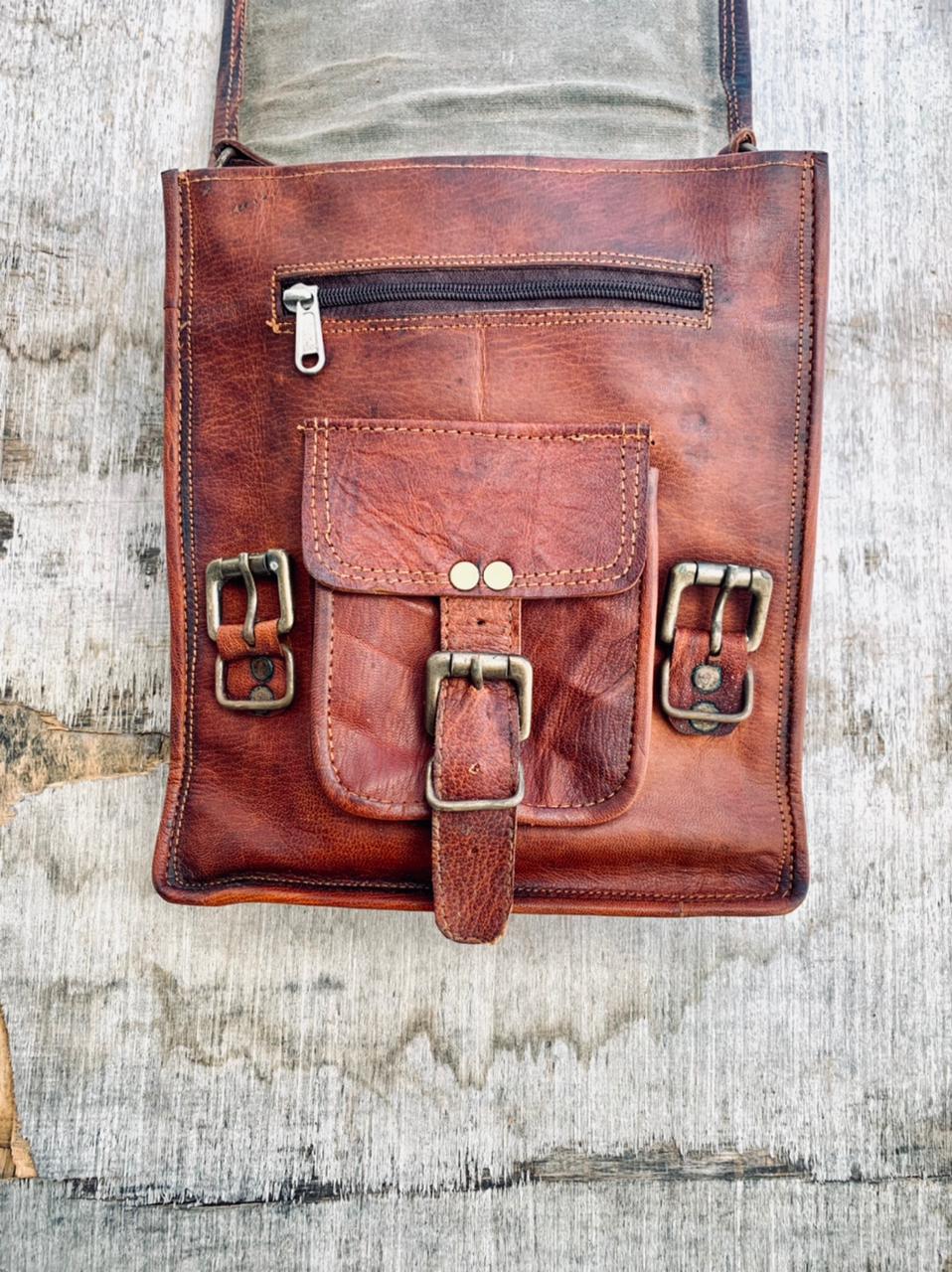 IndiFash - With Pocket Handcrafted Leather Sling Bag | 100% Genuine Leather thumbnail 4
