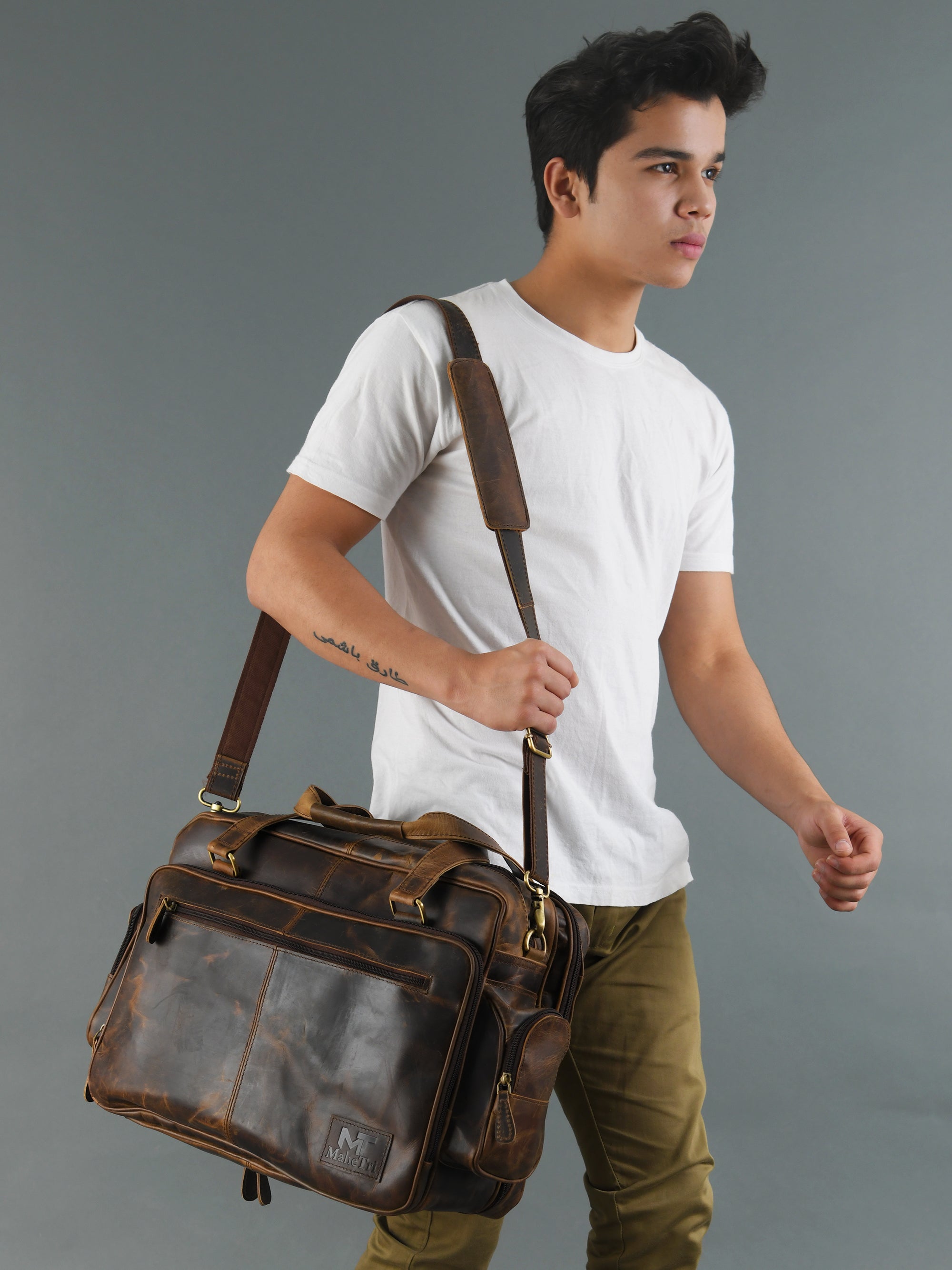 Floyd Handmade Buffalo Leather Office Briefcase thumbnail 2