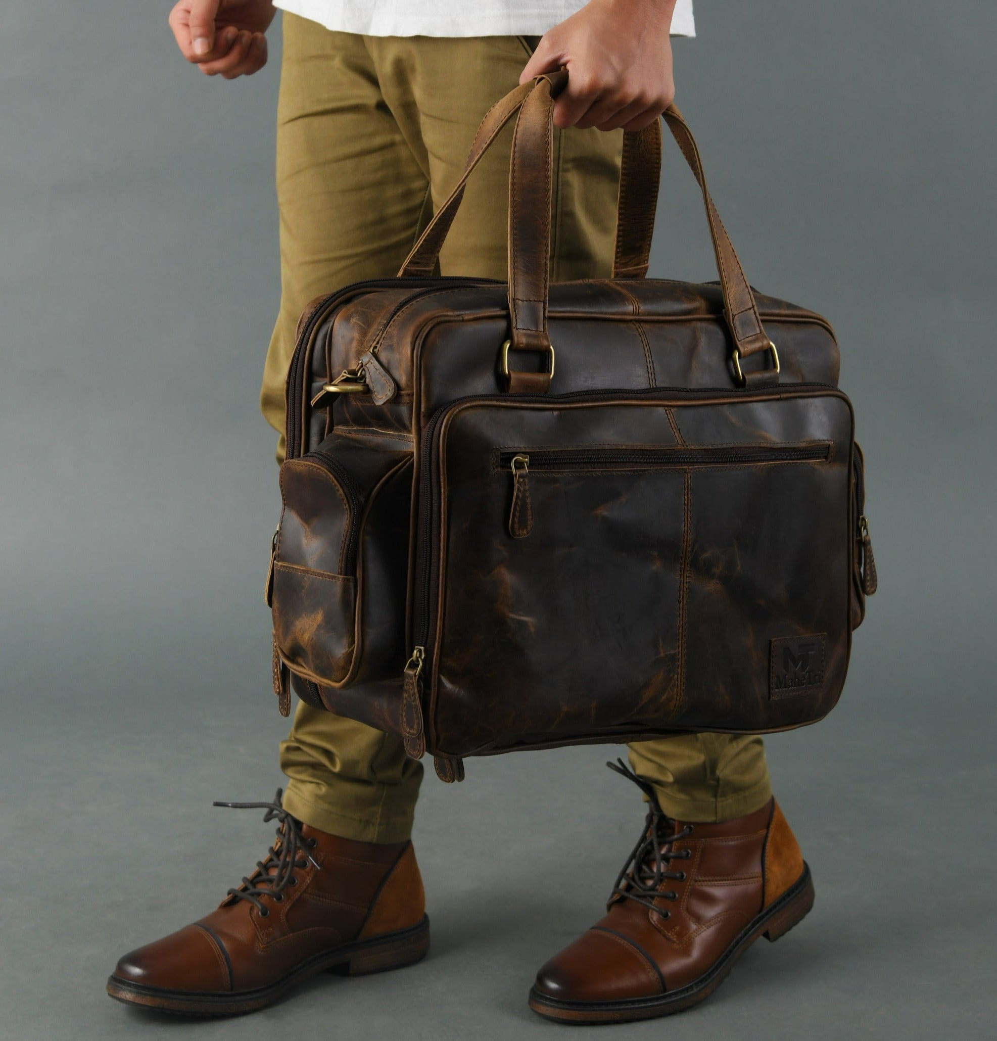 Floyd Handmade Buffalo Leather Office Briefcase thumbnail 3